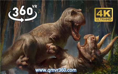 360°全景VR视频：乘车靠近霸王龙VR观察恐龙世界全景侏罗纪恐龙 超清4K 0809-01