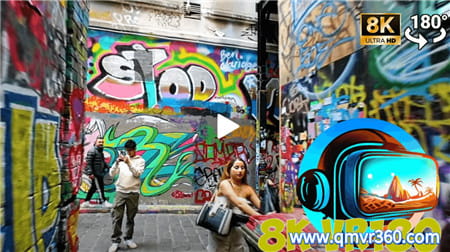 180°全景VR视频：漫步在澳大利亚墨尔本的霍西尔巷，欣赏班克斯的艺术作品和其他涂鸦VR澳洲旅游 超清8K 0112-19