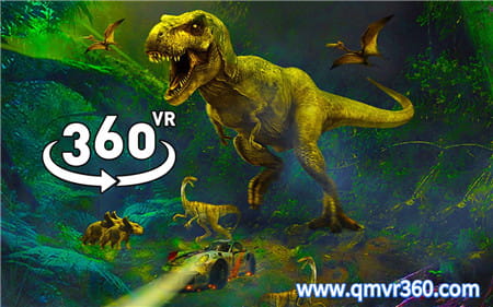360°全景VR视频：恐龙过山车冒险VR恐龙洞穴竞速 清晰4K 0325-03