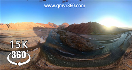 360°全景VR视频：15K中国黄河大峡谷外河道山景风景航拍VR 极清15K 1101-03