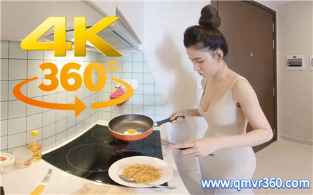 360°全景VR视频：性感美女做饭后VR穿比基尼泳衣女孩去泳池休息全景视频 超清4K 0314-06