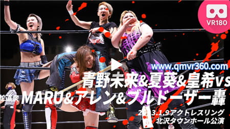 180°全景VR视频：日本女子WWE打擂台青野未来VS夏树VS幸树VS艾伦VS斗牛士轰 拳击 超清6K 0112-18