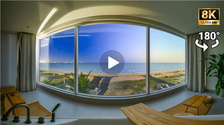 180°全景VR视频：在酒店落地窗看海滩日出和夜晚星空 超清8K 0415-05