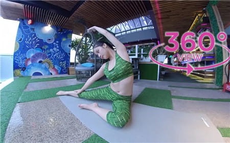 360°全景VR视频：瑜伽美女晨练VR健身房锻炼女孩 0415-07