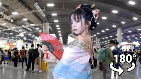180°全景VR视频：非常可爱的汉服女孩在动漫展VR国风古风衣服美女cos 超清8K 0621-16