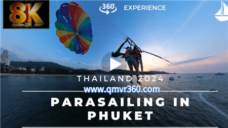 360°全景VR视频：滑翔伞VR乘坐滑翔伞飞越泰国普吉岛芭东海滩 双人滑翔 超清8K 0718-03