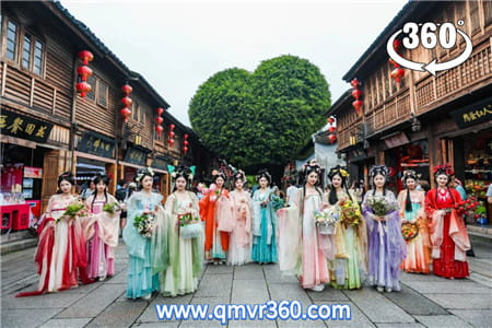 360°全景VR视频：3个汉服美女逛福州市三坊七巷历史文化景区 高清4K 0731-02