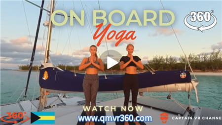 360°全景VR视频：奥德赛女孩在 Boom 下做瑜伽 紧身裤美女海上健身运动 高清4K 0731-13